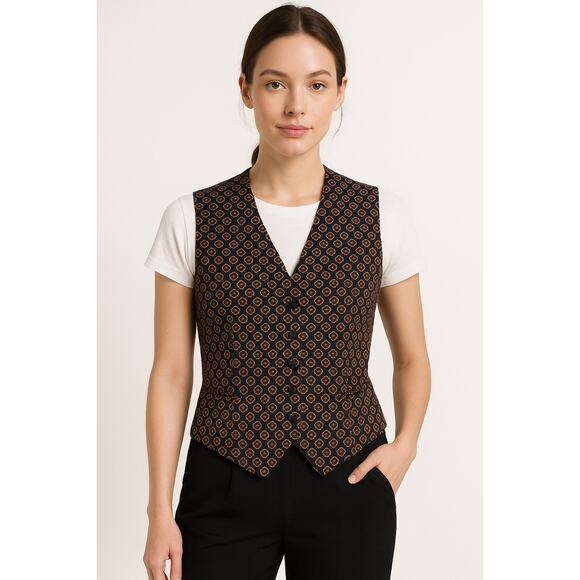 Medallion printed Alfred Dunner Formal preppy vest with pockets 8 - Picture 1 of 15